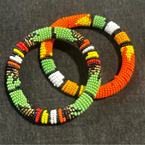 NEW Set of Two Handmade Beaded Bracelets. Masai. Bought in Africa, July 2025 - Picture 1 of 5